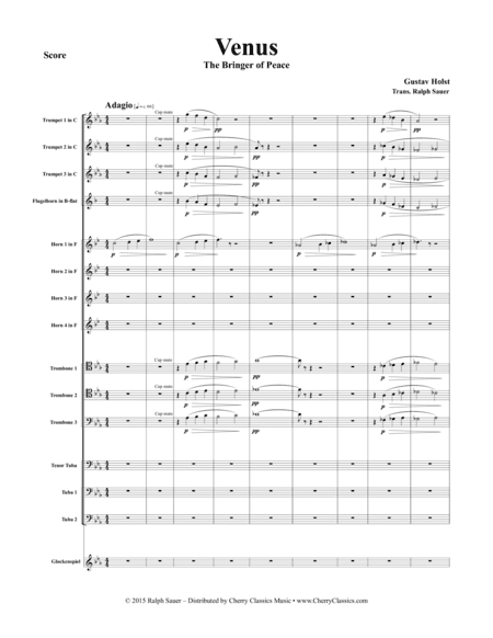 Holst - Venus, The Bringer of Peace for 14-part Brass Ensemble & Glockenspiel (arr. Ralph Sauer)