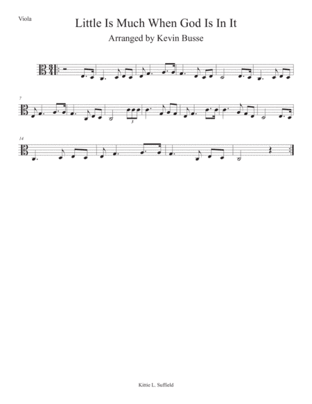 Little Is Much When God Is In It (Easy key of C) - Viola (arr. Kevin Busse)