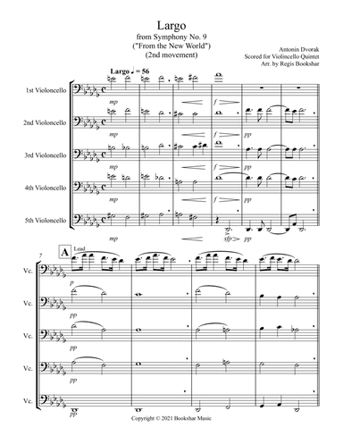Largo (from "Symphony No. 9") ("From the New World") (Db) (Violoncello Quintet) (arr. Regis Bookshar)
