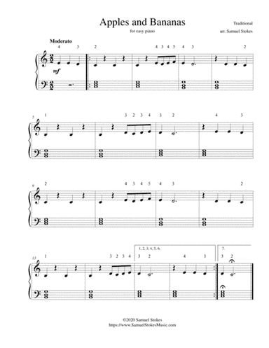 Apples and Bananas - for easy piano (arr. Samuel Stokes)
