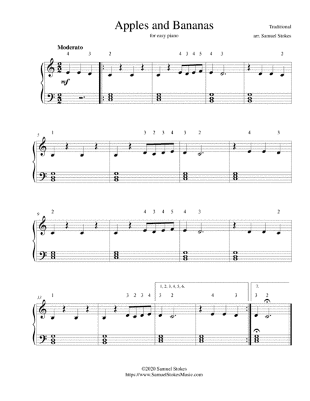 Apples and Bananas - for easy piano (arr. Samuel Stokes)