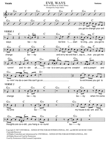 Evil Ways (arr. Jorge Juárez)