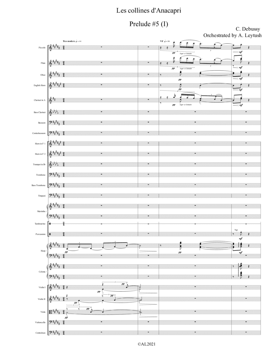 C. Debussy: The Complete Preludes, #5 (I),"Les collines d'Anacapri ", Orchestrated by A. Leytush