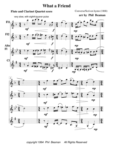 What a Friend-flute and clarinet quartet (arr. Phil Beaman)