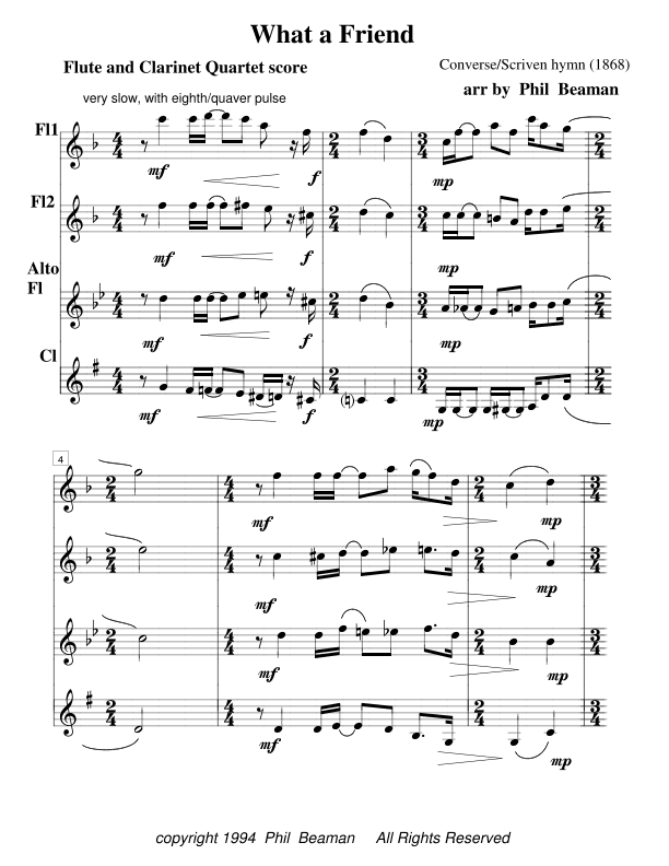 What a Friend-flute and clarinet quartet (arr. Phil Beaman)