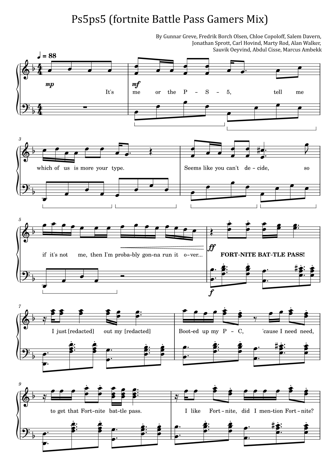 Ps5ps5 (fortnite Battle Pass Gamers Mix) (arr. poon)