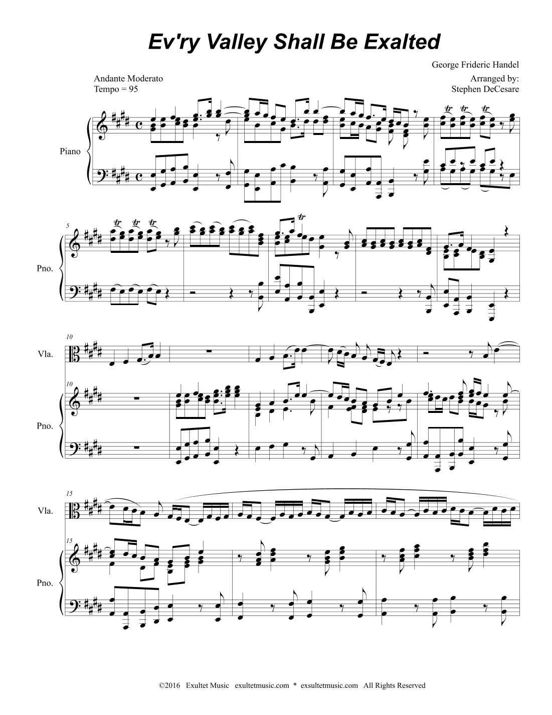 Ev'ry Valley Shall Be Exalted (Viola and Piano) (arr. Stephen DeCesare)