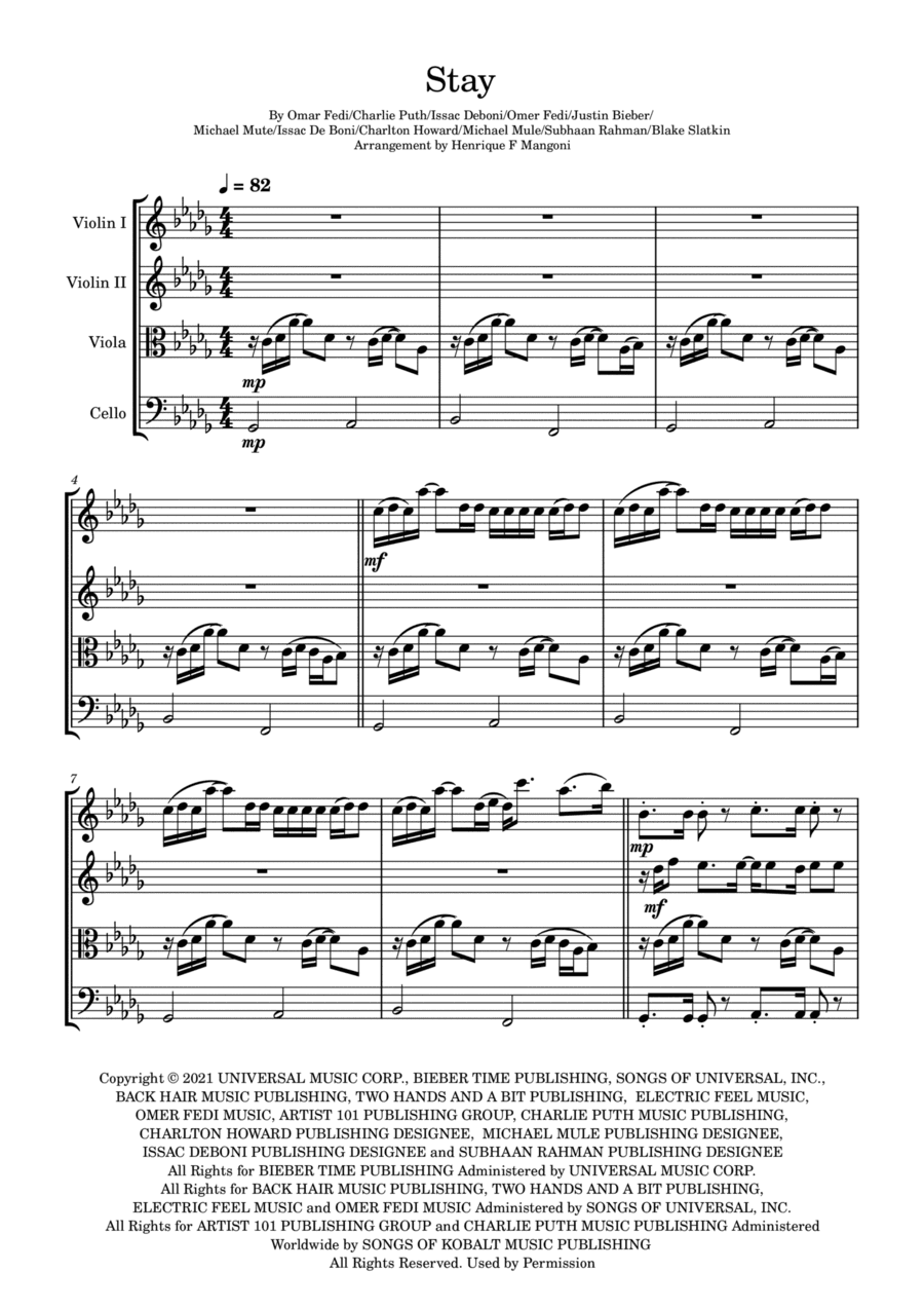 Stay (arr. Henrique F Mangoni)