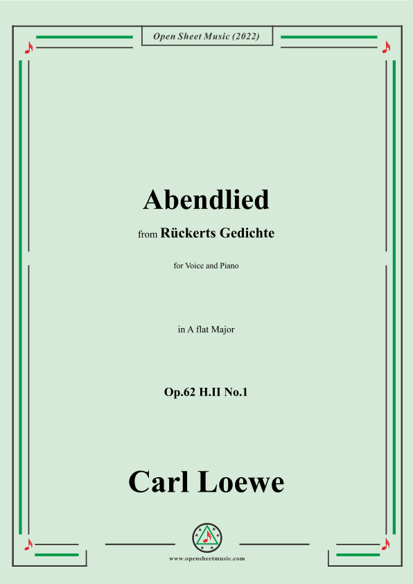 Loewe-Abendlied,Op.62 H.II No.1,in A flat Major (arr. OSM Press)