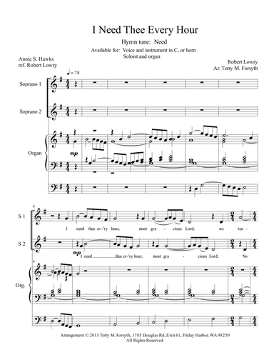 "I Need Thee Every Hour", duet (arr. Terry M. Forsyth)