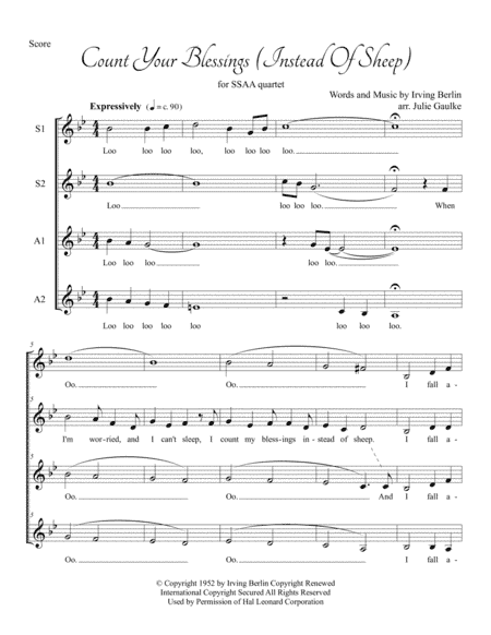 Count Your Blessings Instead Of Sheep (arr. Julie Gaulke)