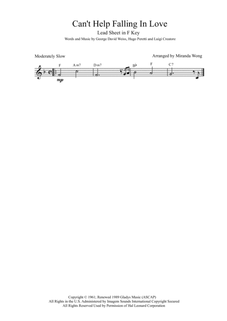 Can't Help Falling In Love (arr. Miranda Wong)