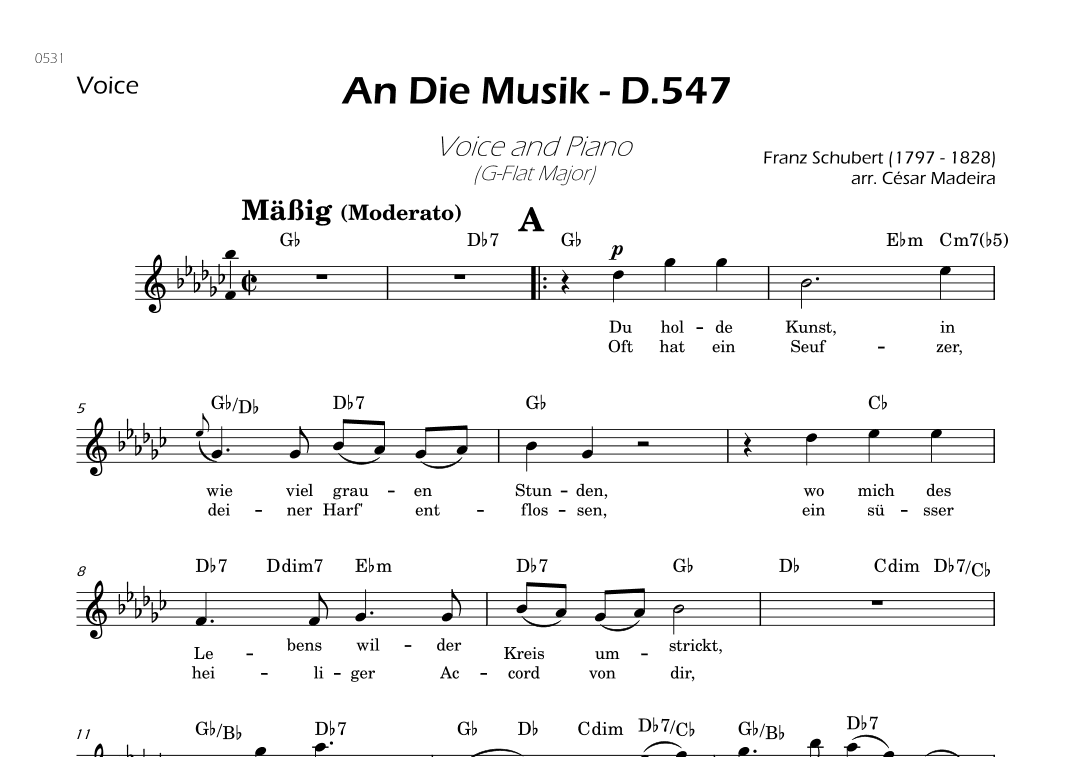An Die Musik - Lead Sheet - Gb Major (arr. César Madeira)