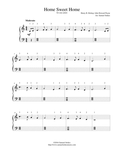 Home Sweet Home - for easy piano (arr. Samuel Stokes)