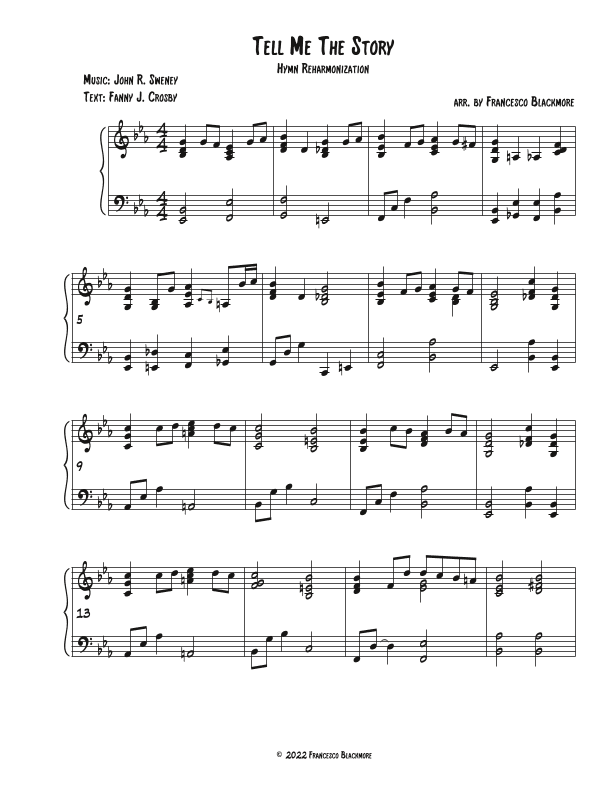 Tell Me The Story of Jesus (Hymn Reharmonized) (arr. Francesco Blackmore)