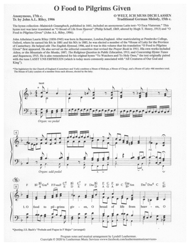 O Food to Pilgrims Given (arr. Lyndell Leatherman)
