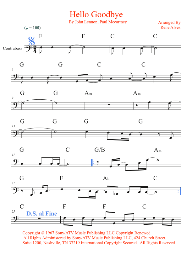 Hello, Goodbye (arr. Rene Alves)