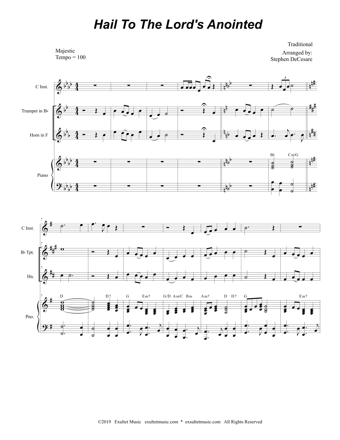 Hail To The Lord's Anointed (Duet for Bb-Trumpet and French Horn) (arr. Stephen DeCesare)