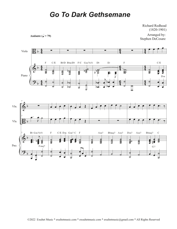 Go To Dark Gethsemane (Duet for Violin and Viola) (arr. Stephen DeCesare)
