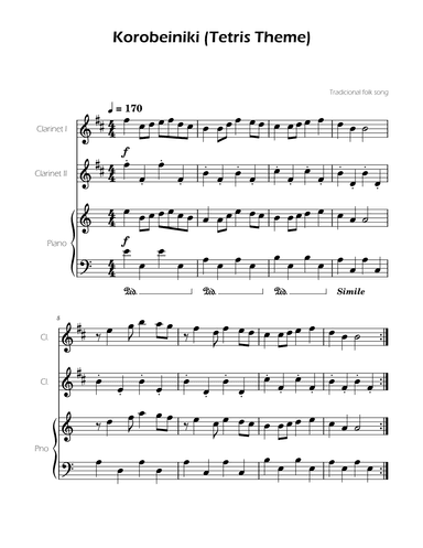 Tetris Theme for Clarinet Duet (arr. Ygor Nunes)