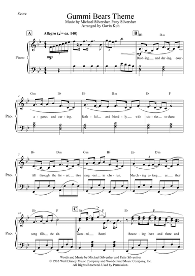 Gummi Bears Theme (arr. Gavin Koh)