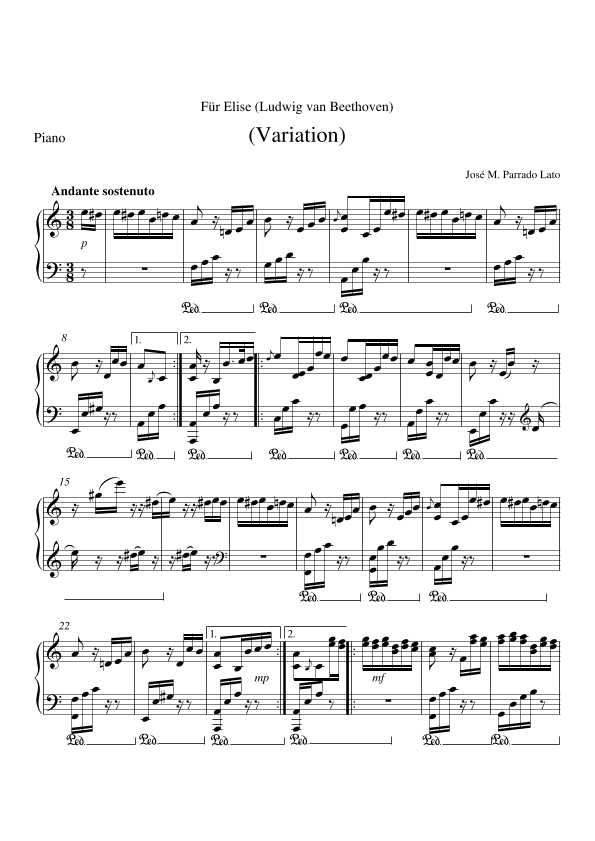 Für Elise (arr. José Manuel Parrado Lato)