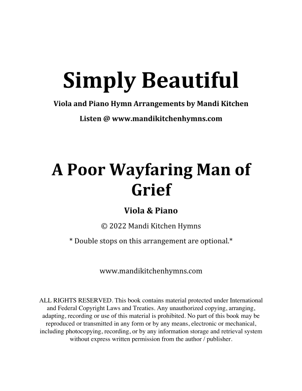 A Poor Wayfaring Man of Grief Viola Duet (arr. Mandi Kitchen)