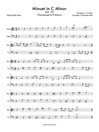 Minuet in C Minor, Anh 121 (arr. Christopher Bell)