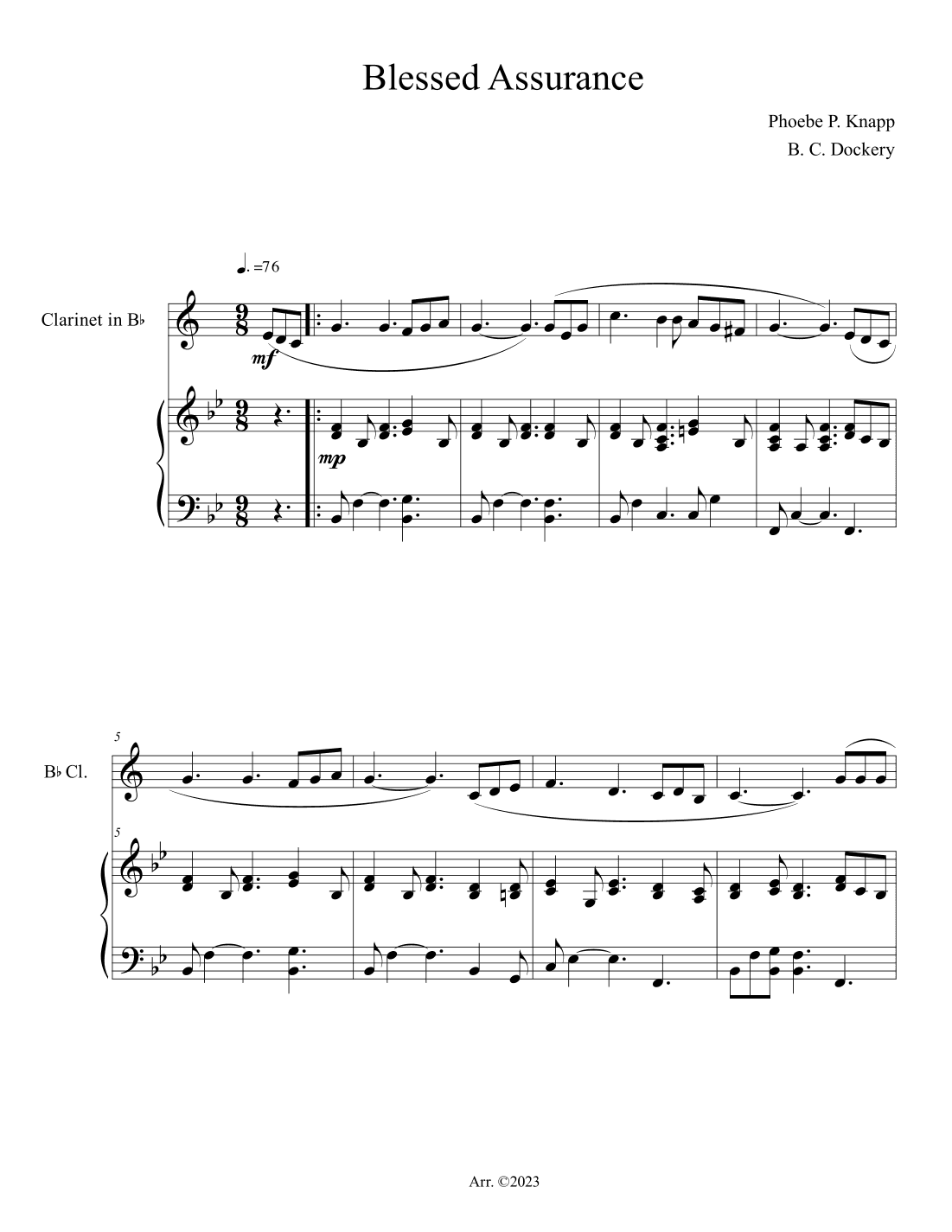 Blessed Assurance (Clarinet Solo with Piano Accompaniment) (arr. B. C. Dockery)