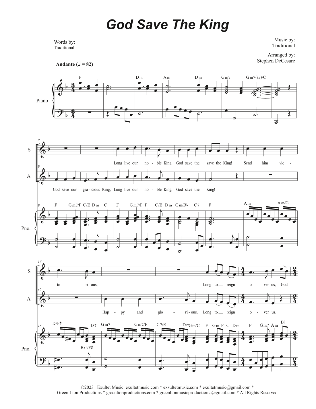 God Save The King (2-part choir - (SA) (arr. Stephen DeCesare)