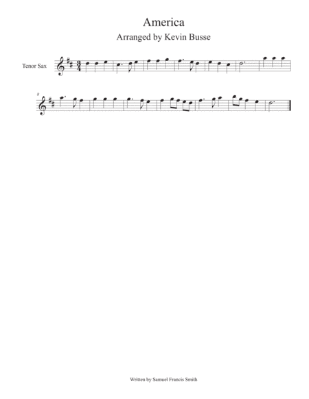 America (My Country Tis Of Thee) - Tenor Sax (arr. Kevin Busse)