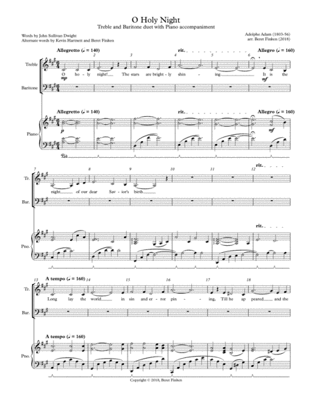 O Holy Night (Vocal Duet, Piano) (arr. Beret Finken)