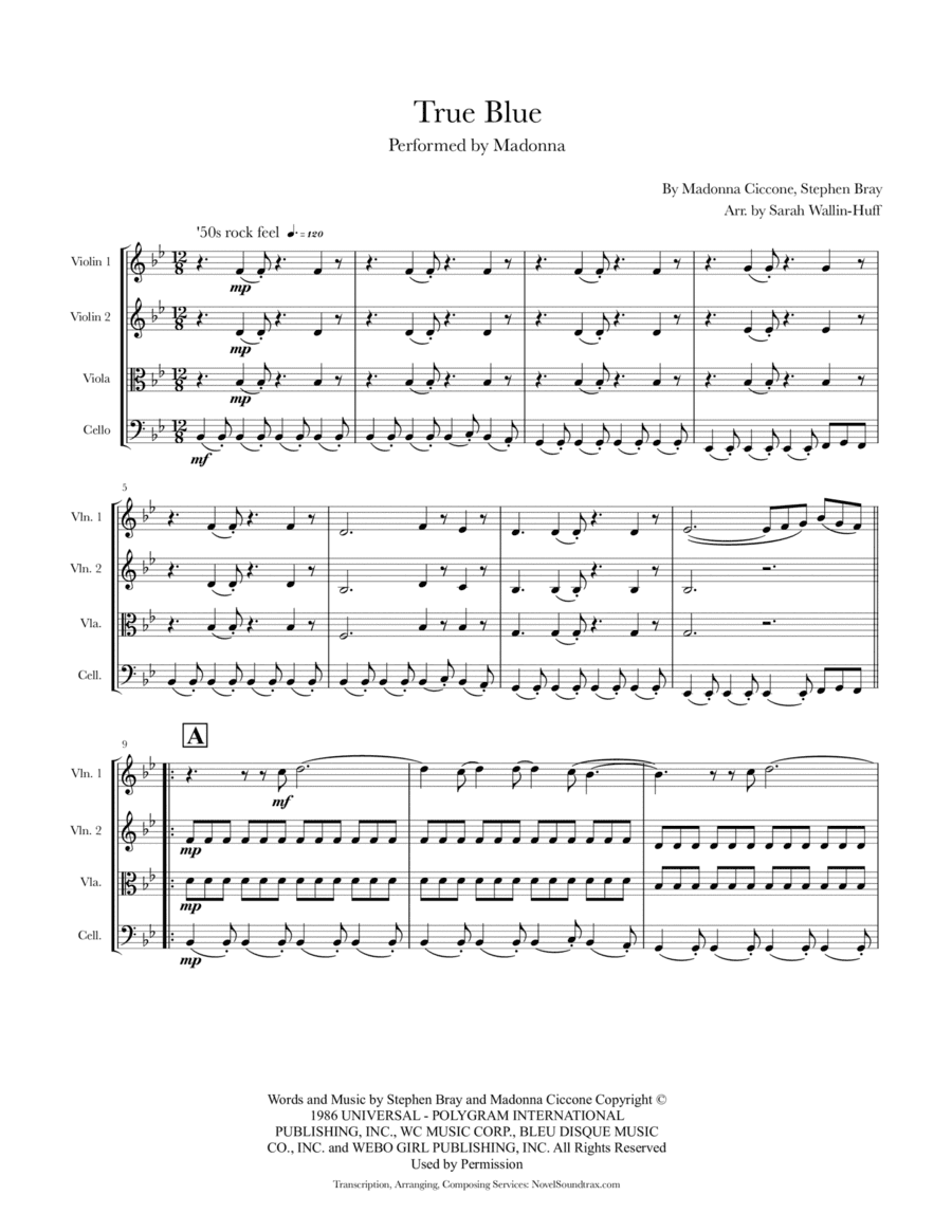 True Blue (arr. Sarah Wallin Huff)