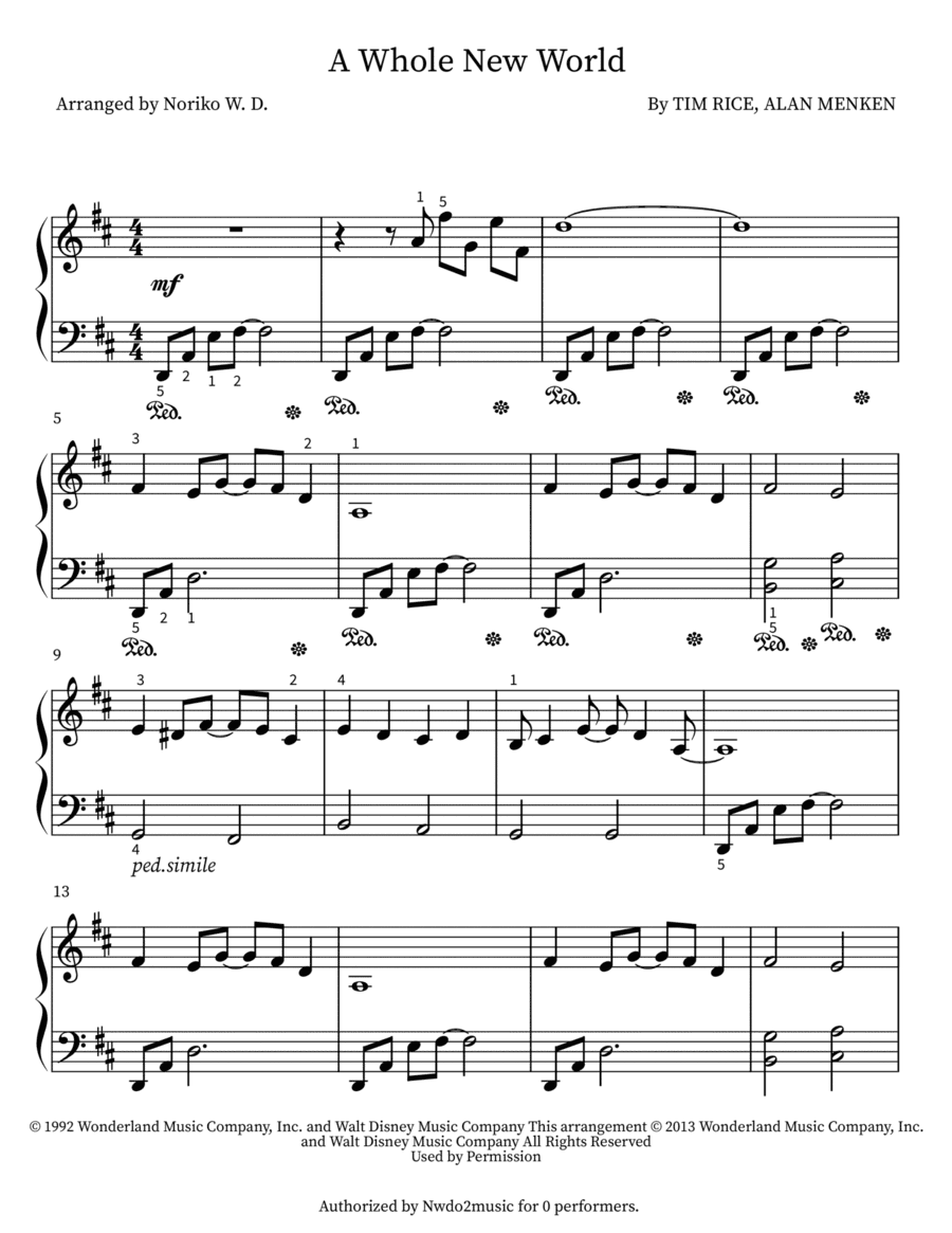 A Whole New World (arr. Noriko W.D.)