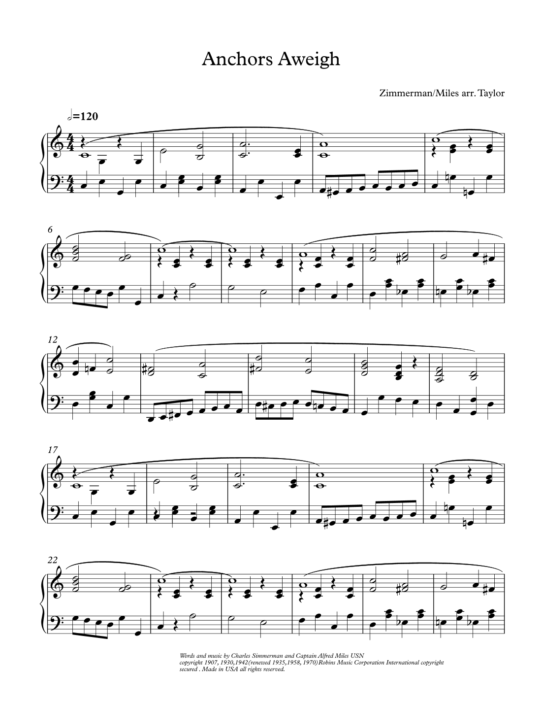 Anchors Aweigh (arr. Paul Taylor)