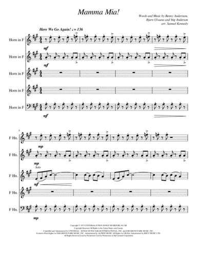 Mamma Mia (arr. Samuel Kennedy)