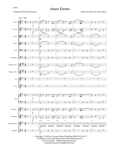 Amor Eterno (el Mas Triste Recuerdo) (arr. Rodolfo Gonzalez)