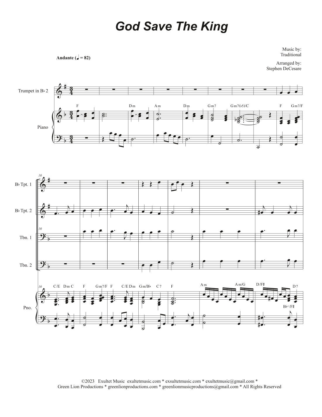 God Save The King (Brass Quartet and Piano - Alternate Version) (arr. Stephen DeCesare)