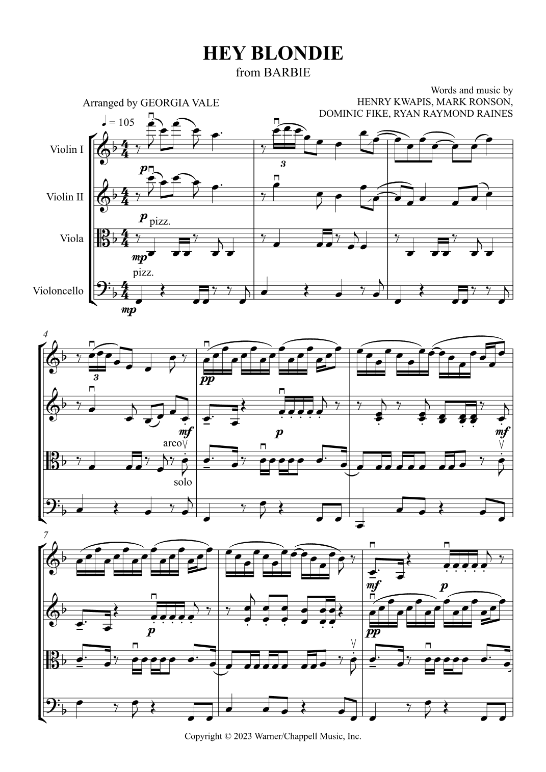 Hey Blondie (arr. Georgia Vale)