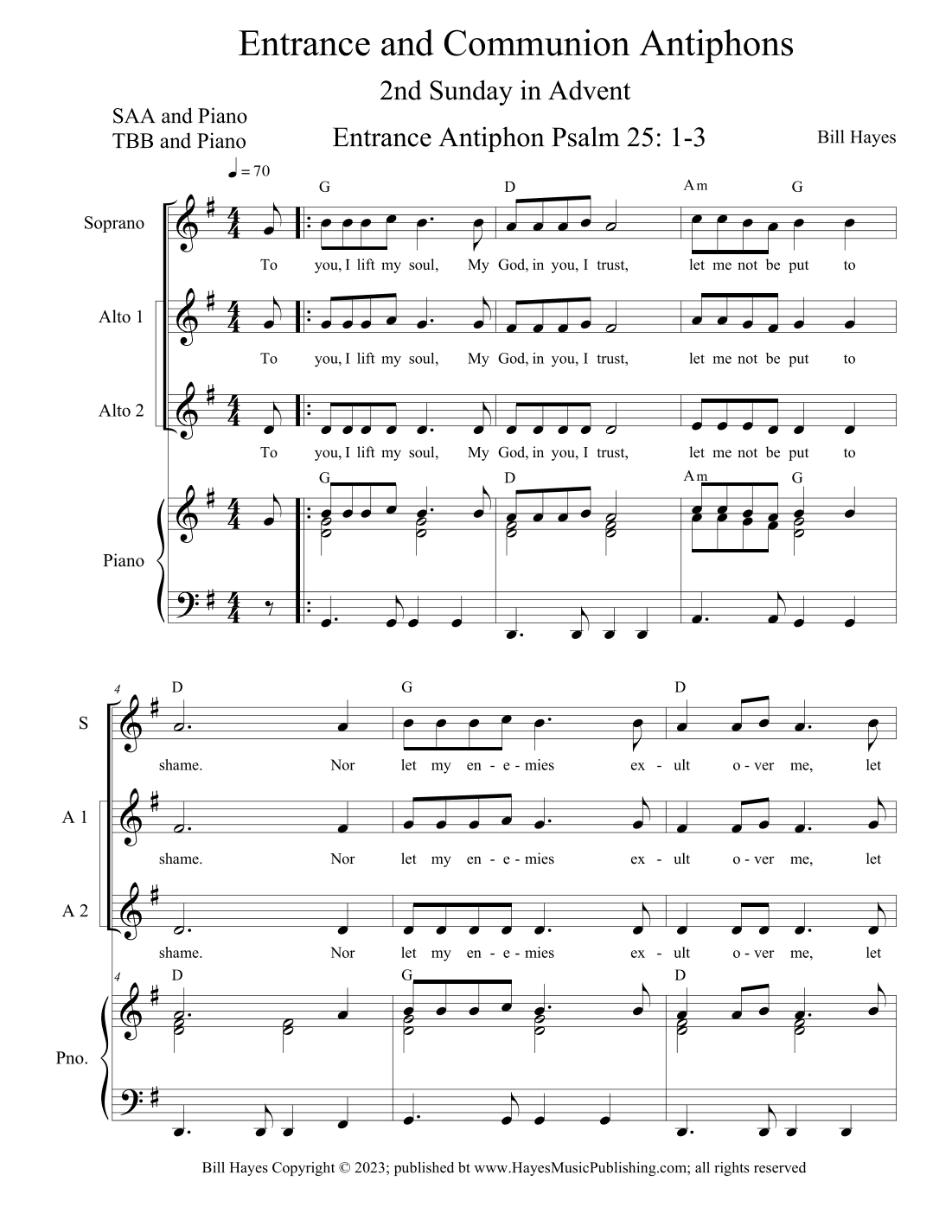 Antiphons for the 2nd Sunday in Advent