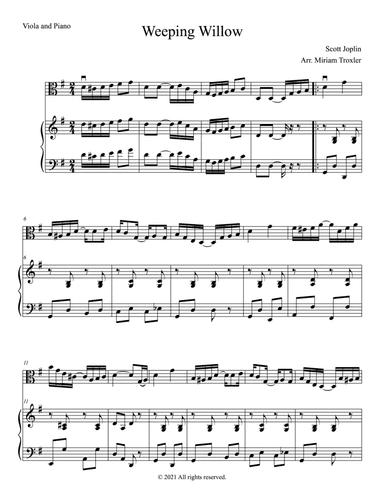 Weeping Willow Duet for Viola and Piano (arr. Miriam Troxler)
