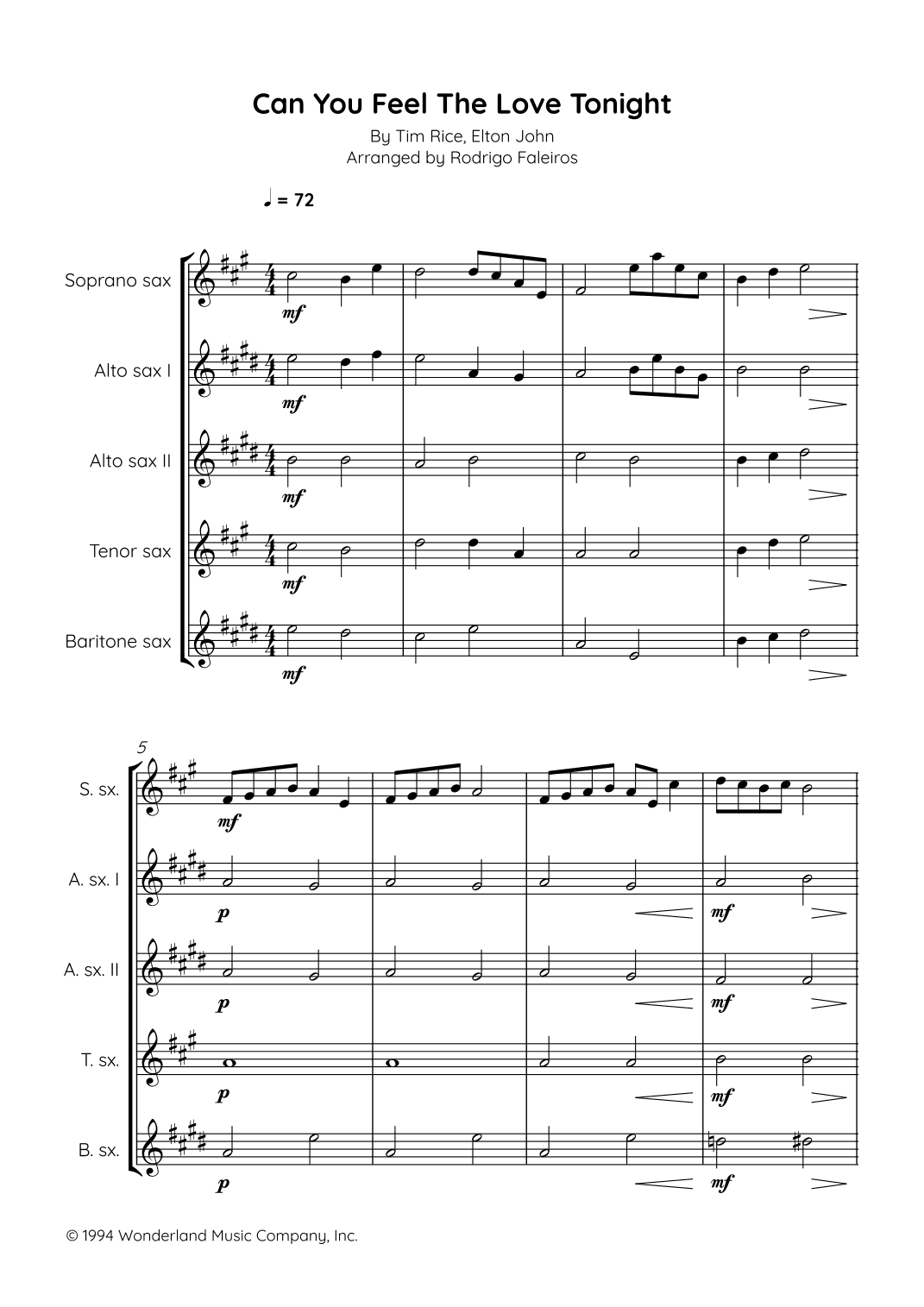 Can You Feel The Love Tonight (arr. Rodrigo Faleiros)