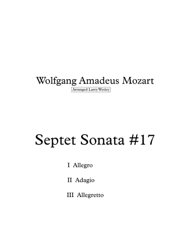 Septet Sonata # 17 (arr. Larry Wesley)