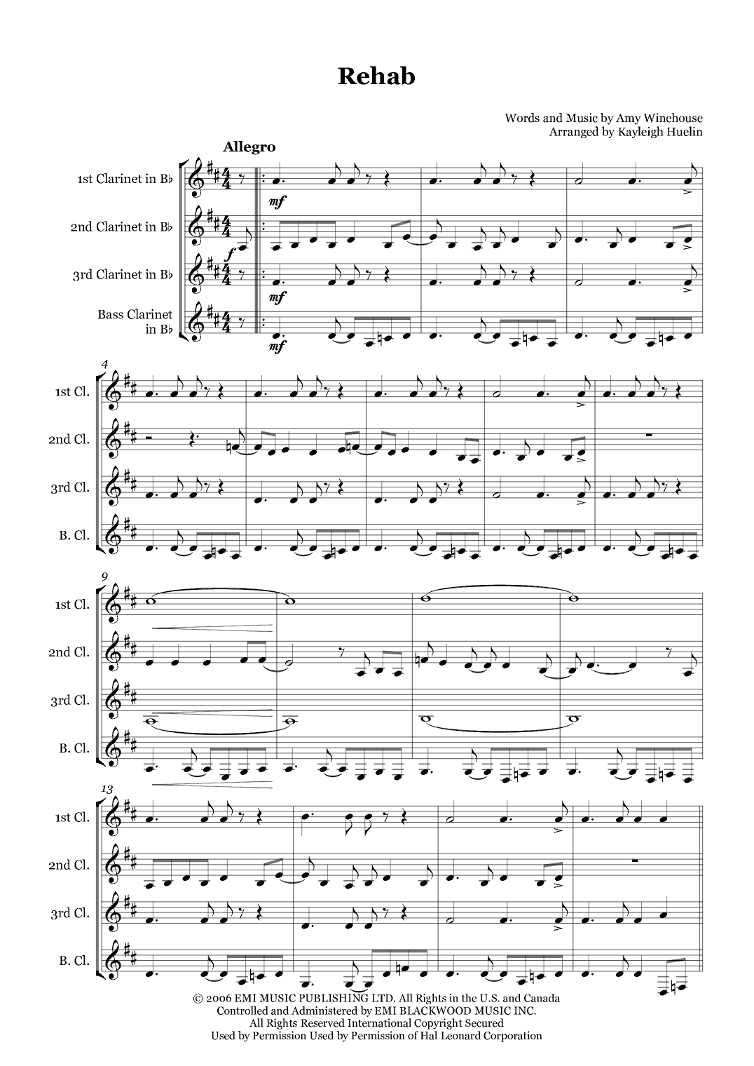 Rehab (arr. Kayleigh Huelin)
