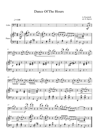Dance Of The Hours, Amilcare Ponchielli, For Cello & Piano (arr. Eugene Egorov)
