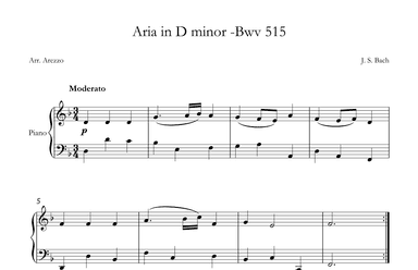 aria in d minor bwv 515 piano sheet music (arr. Arezzo Music)