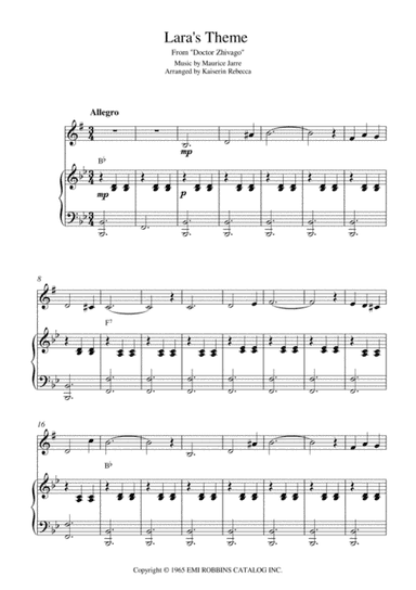 Lara's Theme From Doctor Zhivago (arr. Kaiserin Rebecca)