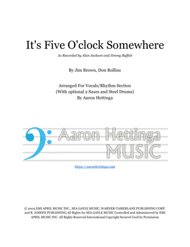 It's Five O'clock Somewhere (arr. Aaron Hettinga)