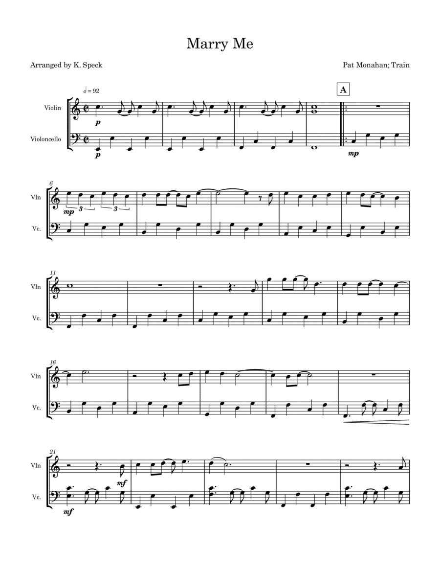 Marry Me (arr. K. Speck)
