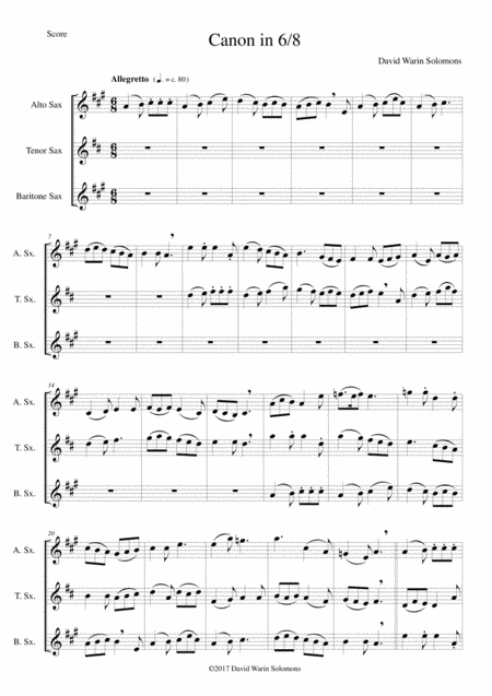 Canon in 6/8 for saxophone trio